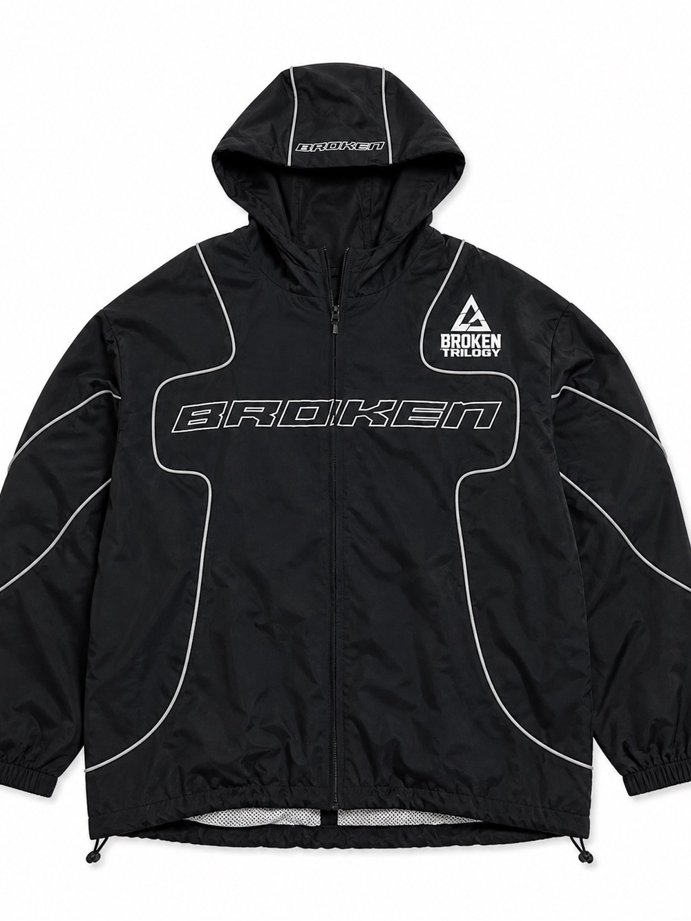 Black Hooded Windbreaker Jacket